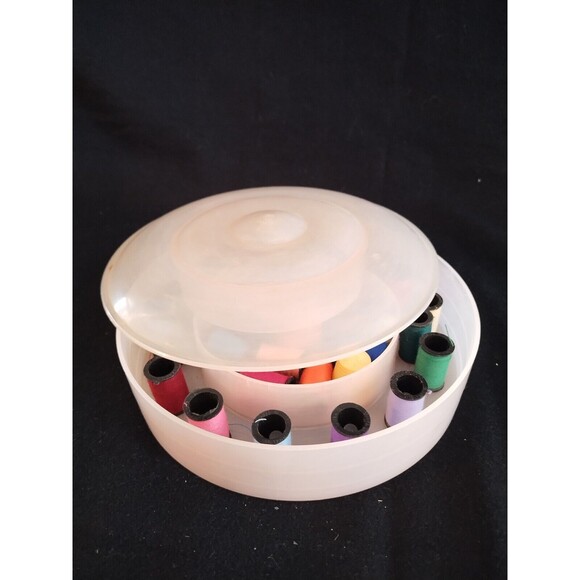 Vntg Bridges Plastic Products #100 Sewing Box Wooden Spools Thread Holder Thread - Picture 9 of 11